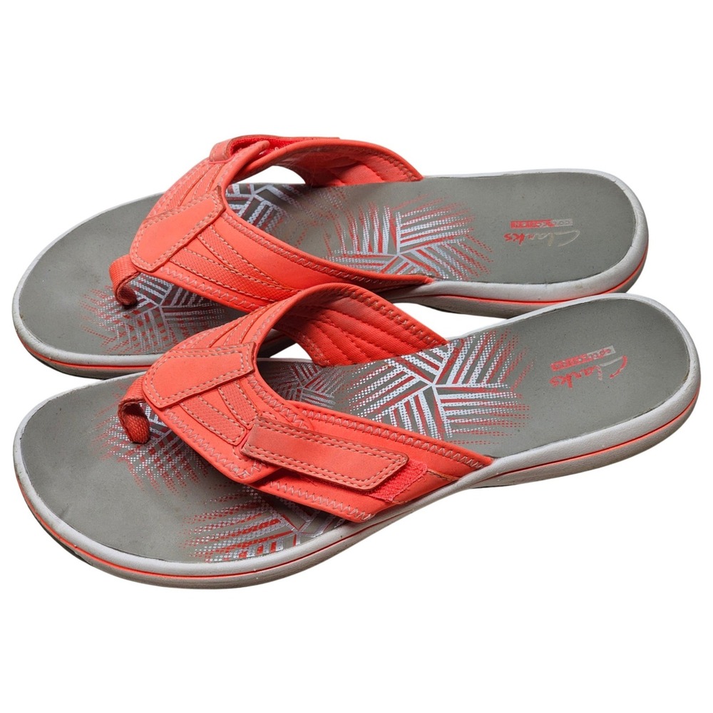 Clarks Breeze Sea Coral Orange Flip Flop Sandals Womens‎ 9 261262474065